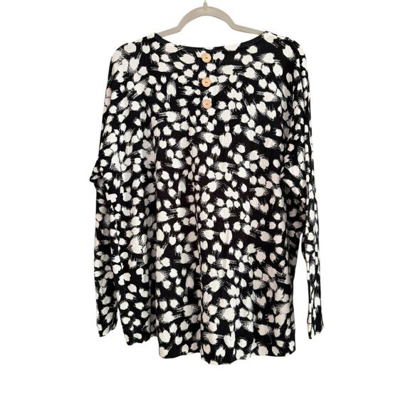 Cable & Gauge 2X White Black Rayon Lightweight LS Sweater Back Button All Season - Picture 7 of 7